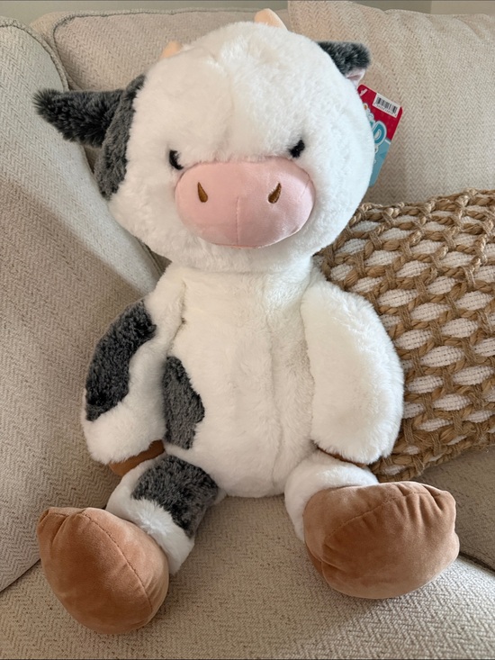 Kid Connection Other - Plush Cow Stuffed Animal - White, Gray, Pink, Brown - Cute Cuddle Toy